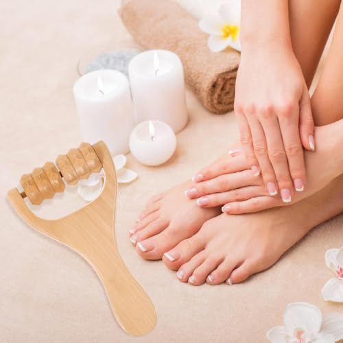 Healifty Wooden Massage Roller Set 3 Pieces Deep Tissue Manual Massager for Face Neck Shoulder Foot and Back Pain Relief Portable DIY Self Care Tool