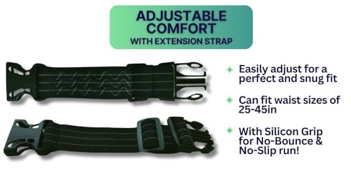 Hydrabelt Ultra Hydration Belt for Runners, 2 Pockets, 10oz BPA Free Water Bottles, No Bounce, Waterproof, Black, One Size, Hydration belt with 2 pockets and 2 water bottles