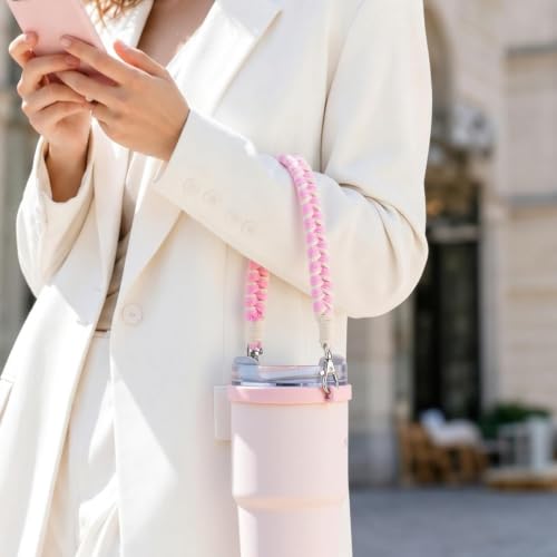 Water Bottle Handle Strap Compatible with Owala & Stanley Cups - color: Pink