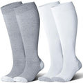 LEVSOX Bamboo Viscose Wide Calf Compression Socks 20-30 mmHg with Cushioned - color: Grey/White, size: Medium