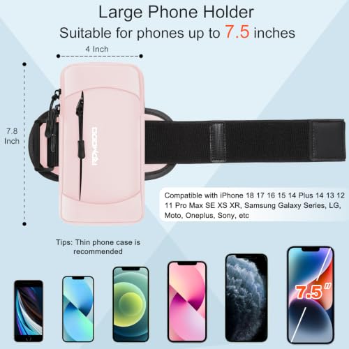 Arm Phone Holder for Running, Crossbody Bag 2-in-1, 7.5 Inch Pink - color: 07-Pink + Black Strap