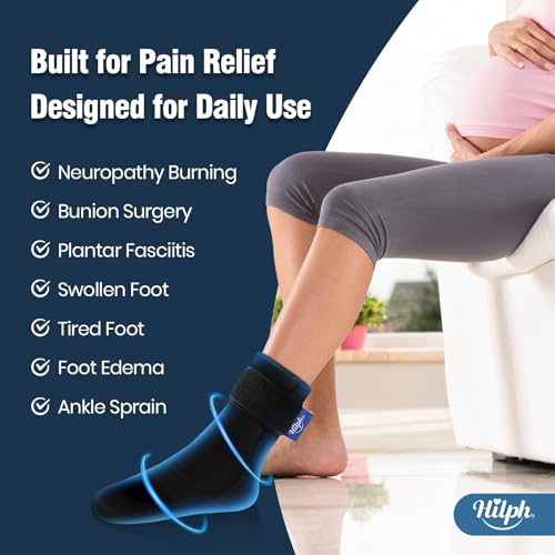 Hilph Ice Pack Sock for Full Foot Pain Relief, Hot Cold Therapy Sock - style: Black