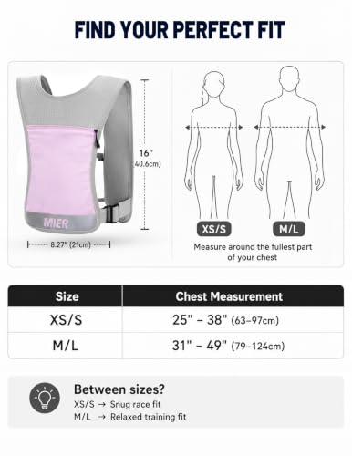 MIER Running Hydration Vest for Women Men, 500ml Soft Flask & Phone Holder - color: Purple, size: XSmall/Small