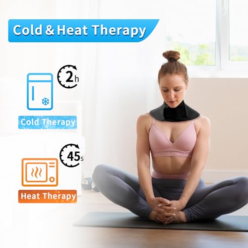 Neck Ice Pack Wrap Reusable Gel Ice Packs for Cervical Injuries Pain Relief - style: Neck-Black