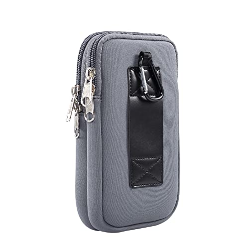Dual Layer Universal Neoprene Cell Phone Sleeve, Zip Wallet Belt Loop Holster for iPhone 17 16 15 14 13 12 11 Pro Max Samsung Galaxy A17 16 S26 Ultra Google Pixel 10 Pro XL OnePlus 15 (Gray) - color: Gray