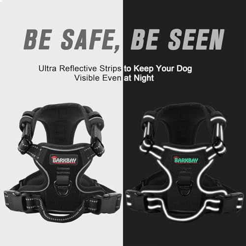 BARKBAY Dog Harness No Pull for Small Sized Dog Front Back Clips,Dog Vest - color: Black, size: X-Small(Chest:15.5-19.5”)