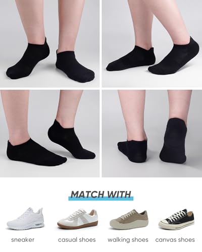 SIXDAYSOX Ankle Socks for Women Thin Breathable Cotton No Show Socks Womens - color: 5 Pairs-black, size: 6-9