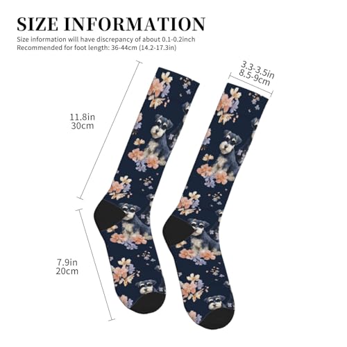 Cute Compression Socks Knee High Support Stockings Women Men - color: Cute Schnauzer Dog