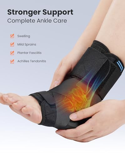 Ankle Brace Support Lace Up for Women & Men, 4 Stays for Sprains - color: Black – Upgrade Ankle (X-Large)