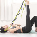 10 Loop Yoga Stretching Strap for Physical Therapy - Non-Elastic Exercise Band for Pilates, Yoga, Stretching for Women & Men - color: Green/Grey