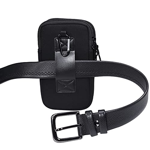 Dual Layer Universal Neoprene Cell Phone Sleeve, Zip Wallet Belt Loop Holster for iPhone 17 16 15 14 13 12 11 Pro Max Samsung Galaxy A17 16 S26 Ultra Google Pixel 10 Pro XL OnePlus 15 (Black) - color: Black