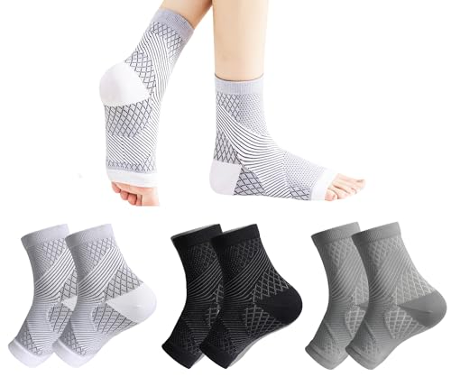 3Pairs Upgrade Neuropathy Socks for Men Women - 20-30 mmHg Soothe Relief Compression Socks - Open Toe Elastic Sock