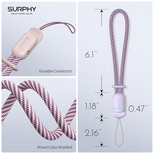 SURPHY 2 Pack Phone Lanyard, Phone Wrist Strap for Case, Camera Wrist Strap - color: Pink & Lilac