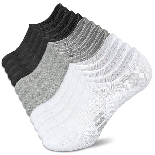 Amutost Womens No Show Socks Anti-Slip Cushioned Breathable 5-10Pairs - color: 2 Pairs Grey 2 Pairs White 2 Pairs Black, size: 5-8