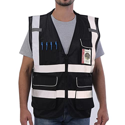 Neopelta Reflective Safety Vest for Men Women with Pockets, Black Mesh M - color: Black, size: Medium