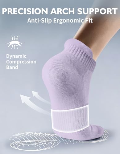 CLOSEMATE Mens Athletic Ankle Socks Cushioned Cotton 7 Pairs - color: 2lightblue2green2purple, size: 5-7