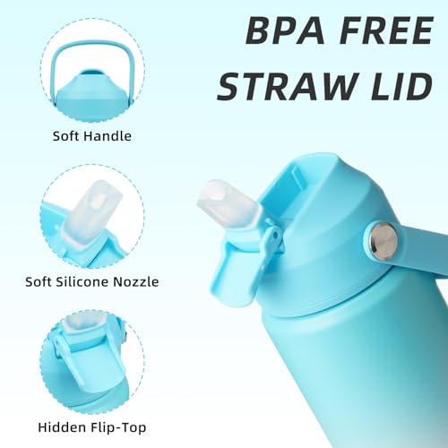 BJPKPK 18oz Insulated Water Bottle, Stainless Steel Bottle with Straw Lid - color: Sea Salt, size: 18 Ounces