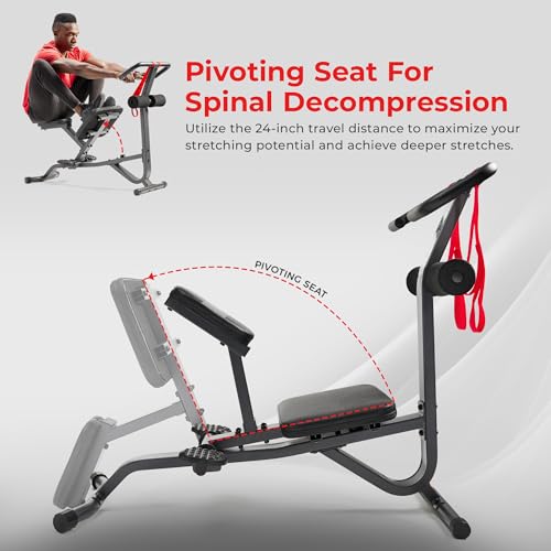 Sunny Health & Fitness Full Body Stretch Machine Back Stretcher Pivot Seat - color: Black