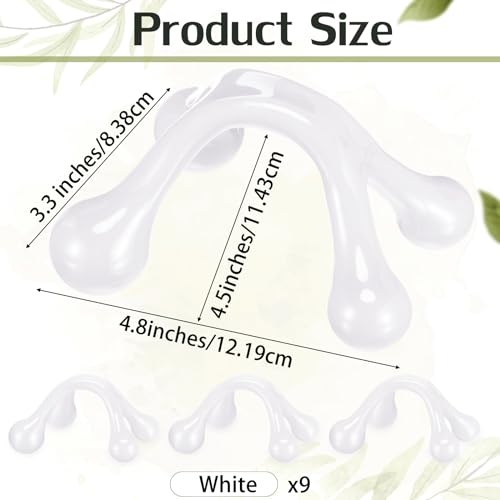 Liliful 9Pcs Palm Massage Tool Handheld 4 Point Deep Tissue Massager, White - color: White