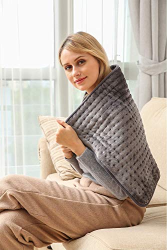 Ambershine 17''x33'' XXXL King Size Heating Pad with 12 Temperature Settings & 4 Auto-Off Countdown Timers, Pain Relief for Back/Neck/Shoulders/Abdomen/Legs(Dark Gray) - color: Dark Gray