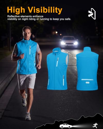 33,000ft Men's Windproof Lightweight Golf Vest Outerwear Sleeveless Jacket - color: Bright Blue, size: 3X-Large