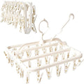 Foshine Foldable Clothes Drying Rack with 32 Drying Clips Wind-Proof Hook - color: White