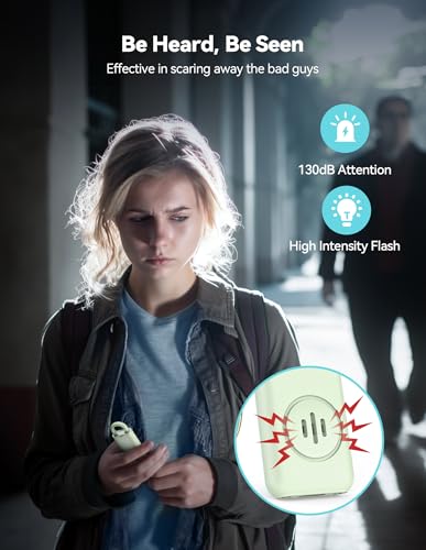 TECKNET Rechargeable Personal Safety Alarm for Women, 130dB Self Defense Keychain Alarm with SOS Strobe Light, Low Battery Notice, Personal Alarm Loud Siren Safety Keychain for Girls Kids Elderly - color: Mint