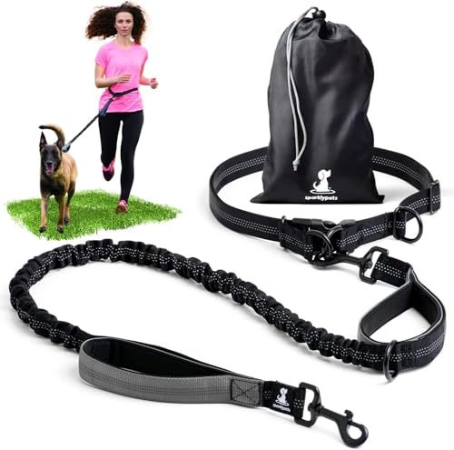 SparklyPets Hands Free Dog Leash, Medium & Large Breeds (Gray, 1 Dog) - color: Gray, size: 1 dog M/L