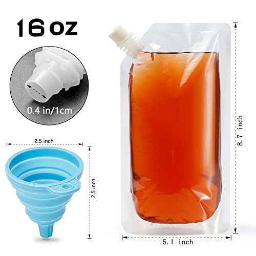 Concealable And Reusable Cruise Sneak Liquor Flask Drink Pouches Travel Drinking Alcohol Plastic Flasks bags with Funnel (8OZ-3PCS+16OZ-3PCS) - size: 8OZ3+16OZ3