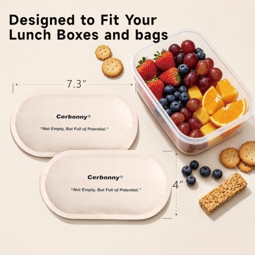 Cerbonny Slim Ice Packs for Lunch Boxes, Reusable, 2 Pack, Pure Beige - color: Beige
