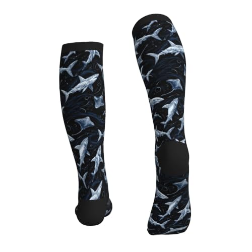 Compression Socks Women and Men 15-20mmHg-Circulation Support Socks for Athletic Running Cycling - color: Fish