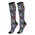 Compression Socks Knee High Support Socks Women Circulation Stockings for Athletic Running Cycling Flying - color: Butterfly