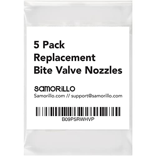 Samorillo 5-Pack Replacement Bite Valve Nozzles Compatible with Osprey, Nathan & Hydrapak Hydration Reservoirs - BPA-Free, Phthalate-Free, Lead-Free Silicone Sheaths