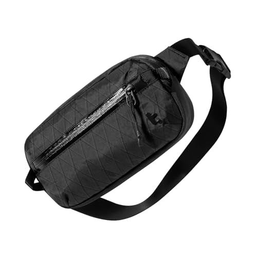 tomtoc 1.5L X-Pac Sling Bag with RFID Blocking Crossbody Pack for Men Women - color: X-Pac Black, size: 1.5L