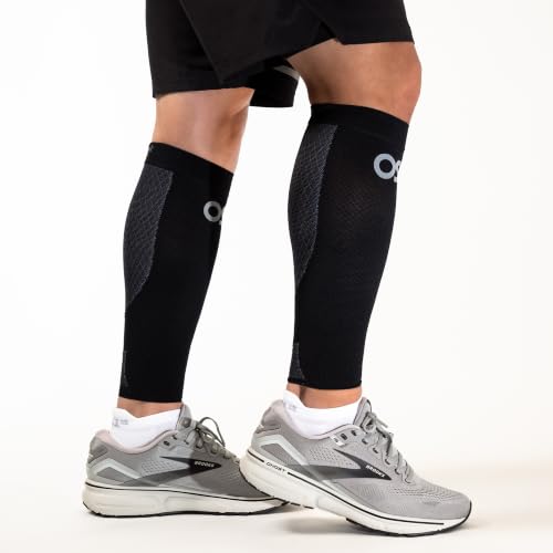 OS1st Calf Compression Sleeves for Men & Women relieves shin splints, leg fatigue and reduces recovery time - color: Black, size: Small