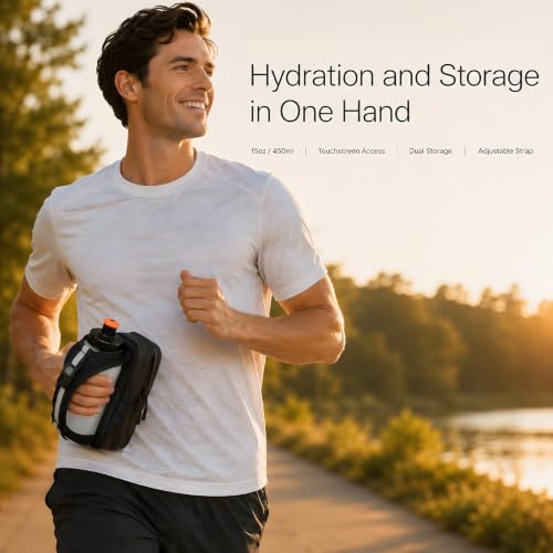 HECHZSO Ultra-Lightweight 52g Running Water Bottle, 15oz 450ml Soft Flask with Leak-Proof Bite Valve, Anti-Collapse Replacement Flask Exclusively Designed Handheld Packs (Bottle Only)