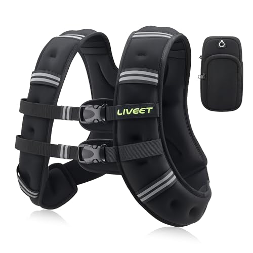 Weighted Vest, Weighted Vest for Women Men, 5lb/10lb/15lb/20lb/25lb/30lb SGS Certified Weight Vest with Pocket Reflective Strips Adjustable Buckle Straps for Walking Running Strength Training Cardio Workout - size: 25lbs