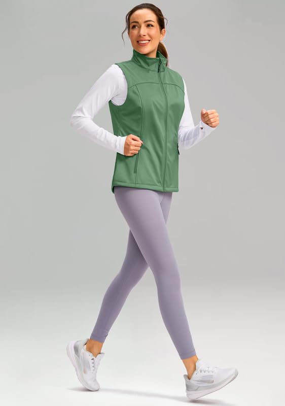 Soothfeel Women's Vest with 4 Pockets Lightweight Jacket Hiking Travel - color: Green, size: Small