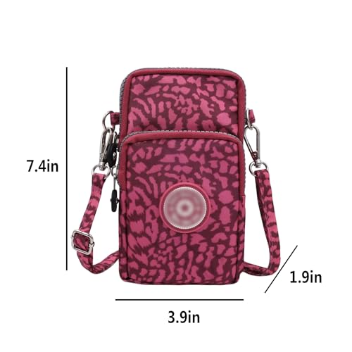 ZGMYC 3-Layers Cellphone Pouch Wristlet Purse Waterproof Sports Armband Shoulder Bag Wallet - color: Pink Leopard Print
