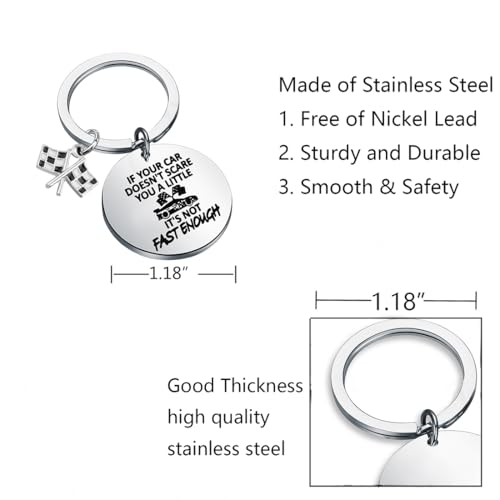 FUSTMW Race Car Gifts for Racers Checkered Flag Keychain Black and White Racing Flag Keyring Racing Fans Gifts Race Day Gift