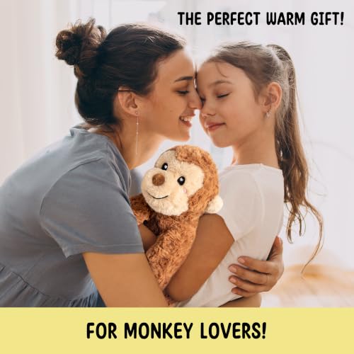 Happy Fuel Weighted Monkey Stuffed Animal, 1.5 Lbs Microwavable Unscented Monkey Plush, Stuffed Toys Heating Pad for Period Cramps Pain Relief and Anxiety, Gift for Women, Girls, Adults & Kids - color: Monkey