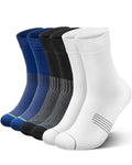 3 Pairs Running Compression Socks for Men & Women Crew Socks with Cushion - color: Black+white+navy(3 Pairs), size: X-Large