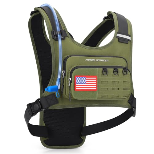 Maelstrom Hydration Running Vest with 2L Water Bladder for Men Women - color: Army Green