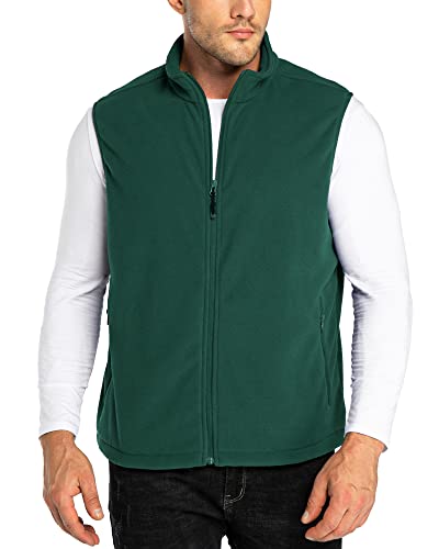33,000ft Men's Fleece Vest Outerwear Lightweight Zip Up Sleeveless Jacket - color: Green, size: 3X-Large