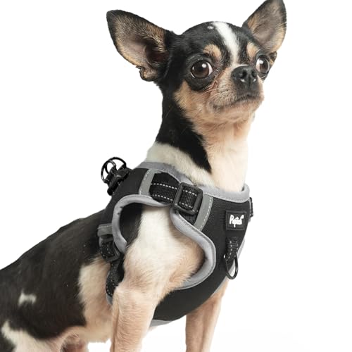 PUPTECK Dog Harness Small Sized Dog, Step in Adjustable Reflective Dog Vest Harness Escape Proof, No Pull Soft Padded Harness Easy Control, Black, XS - color: Black, size: XS (CHEST: 11.5"-16")