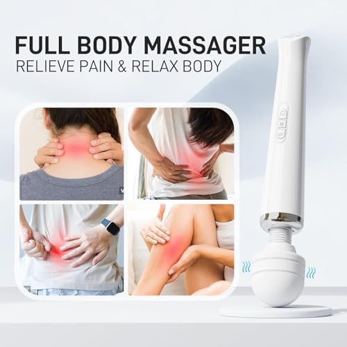 Handheld Cordless & Rechargeable Back Massager - Quiet Waterproof Full Body Massage Device for Muscle Tension, Aches Relief, Sports Recovery and Deep Relaxation with 20 Modes & 8 Speed Settings