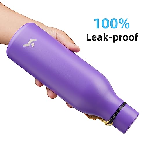 Konokyo 18 oz Insulated Stainless Steel Metal Water Bottle with Strap - color: Purple, size: 18 Ounces