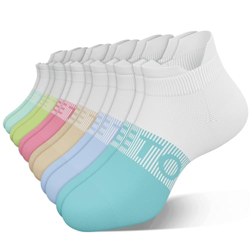 6 Pairs Ankle Compression Socks Women Men 15-20 mmHg Low Cut Athletic Running Arch Support for Travel Nurses Flight - color: Two-tone Multicolored