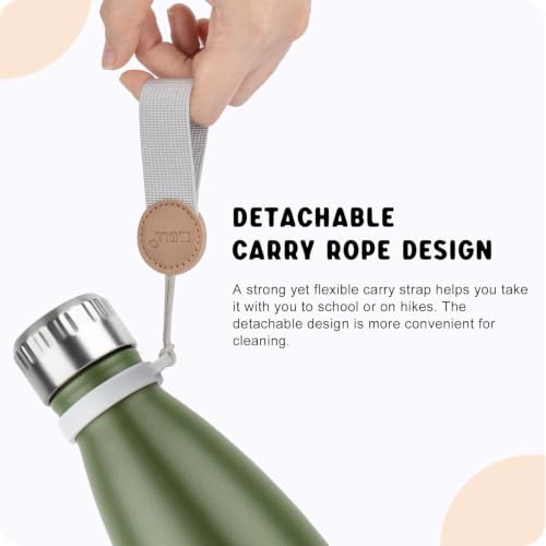 Small Water Bottles for Kids -9 oz Stainless Steel Theroms,Grass Green - color: Grass Green, size: 9 Ounces