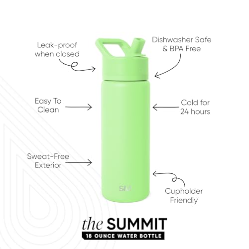 Simple Modern Insulated Water Bottle with Straw | 18oz | Green - color: Baja (Pack of 1), style: 18oz